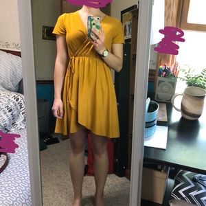 Mustard yellow wrap dress